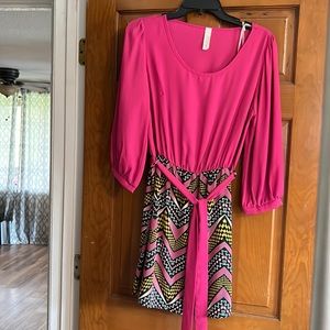 Candy rose pink Aztec print dresses size medium.